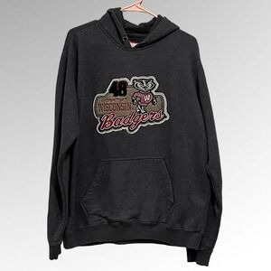 American Classic Wisconsin Badgers Hoodie Gray Bucky Badger Sweatshirt Mens L